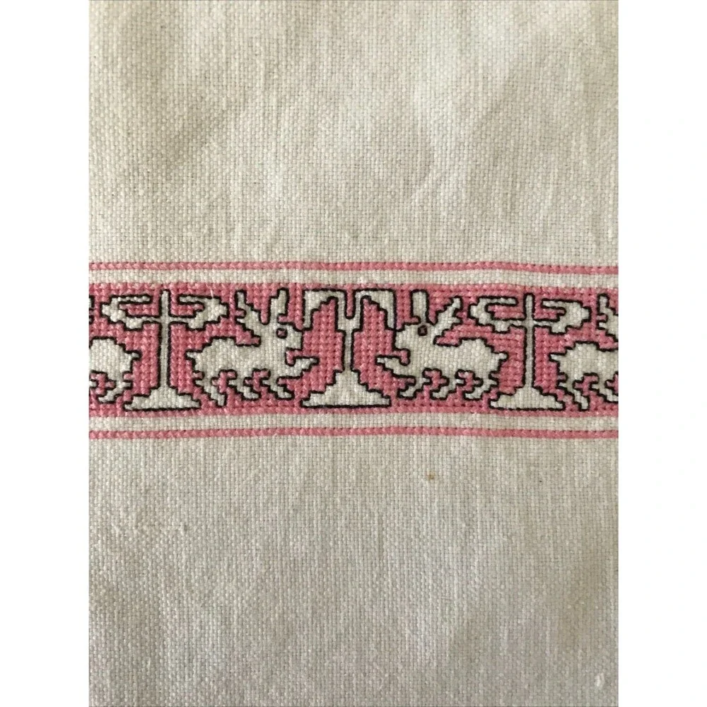 Kitchen Linen Towel Bunny Rabbit  Runner Spring Cross Stitch 22 x 53 Easter